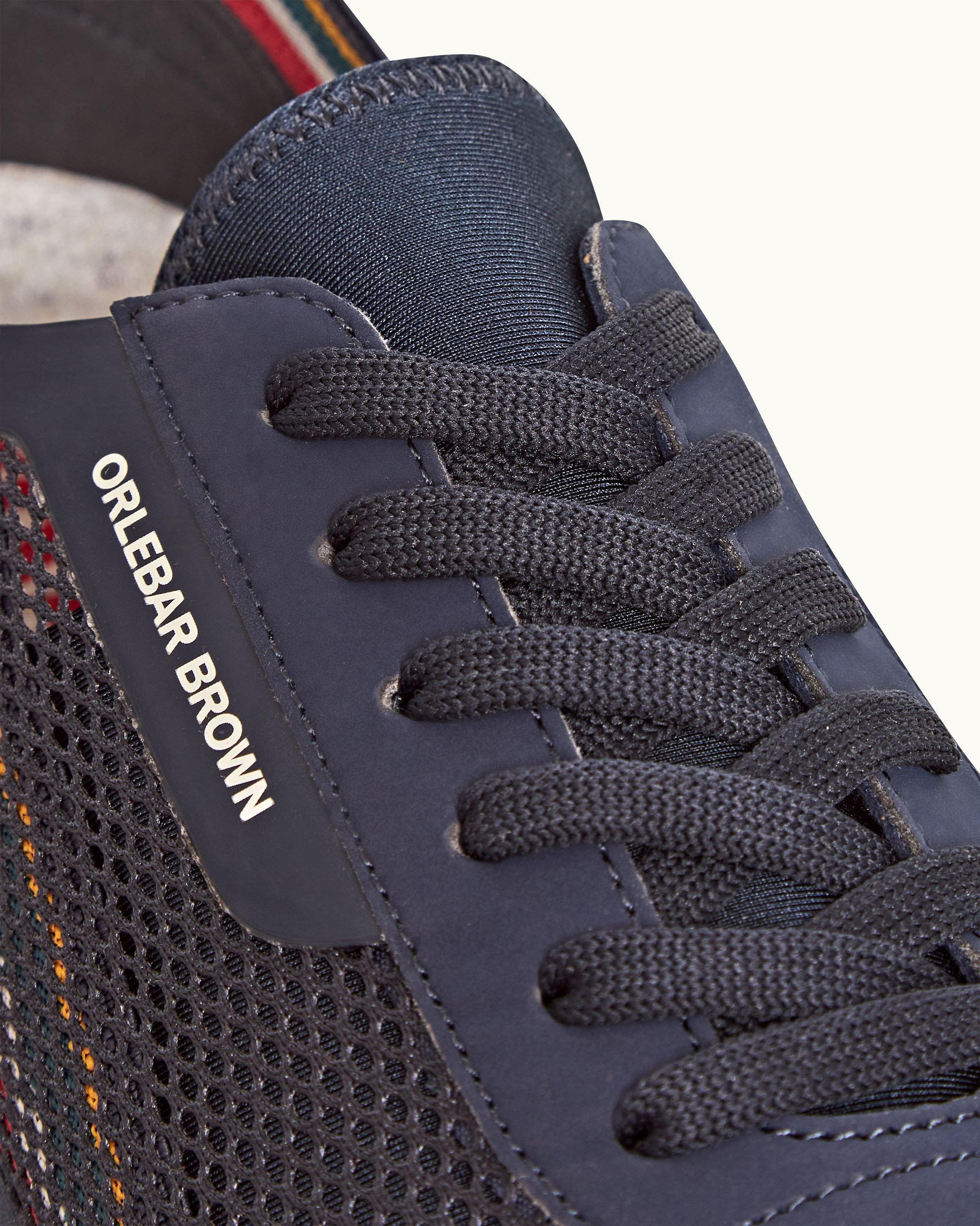 Orlebar Brown Larson O.B Stripe Shoe You Can Swim, Alternate, color, Navy/Orange/Aquamarine
