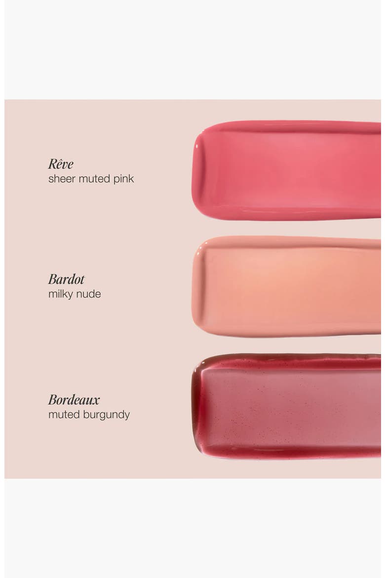 The Lip Edit Deluxe Tinted Lip Oil Trio $54 Value, Alternate, color, Rêve, Bardot, Bordeaux