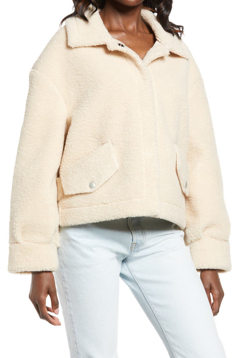 Bonded Faux Shearling Jacket, Alternate, color, SNOW ANGEL