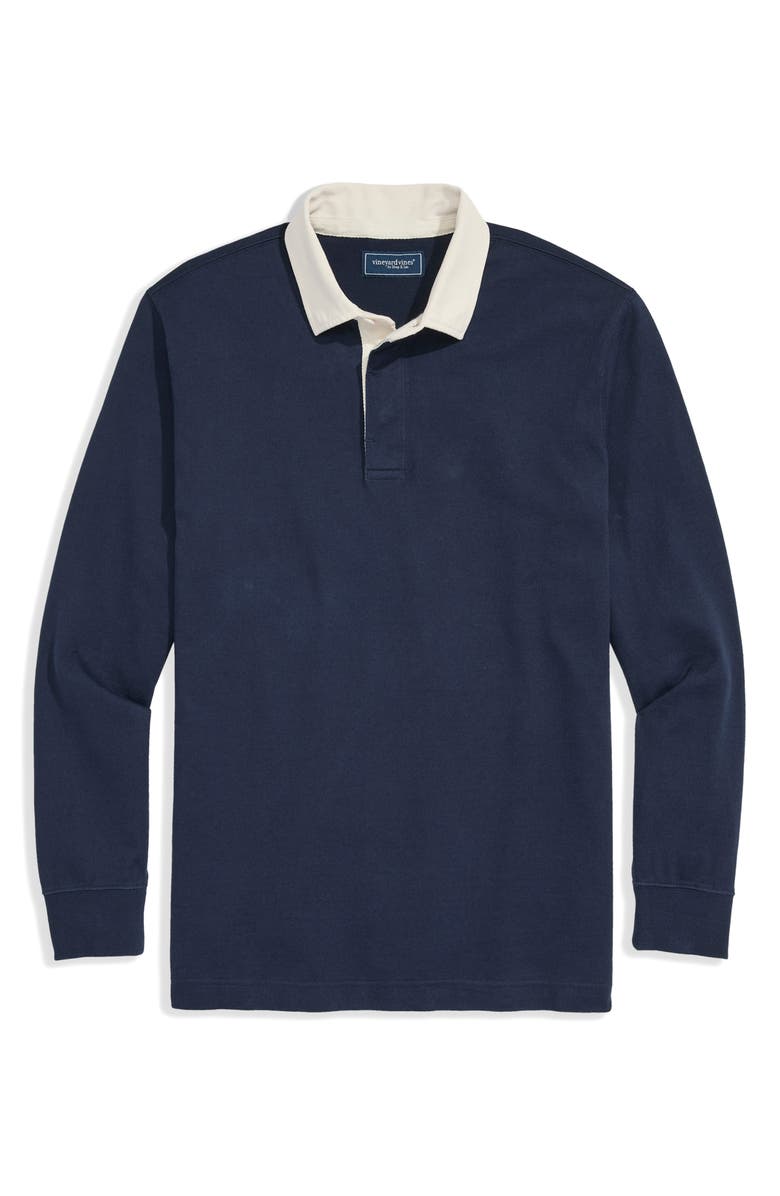 vineyard vines Organic Cotton Rugby Shirt, Alternate, color, Nautical Navy