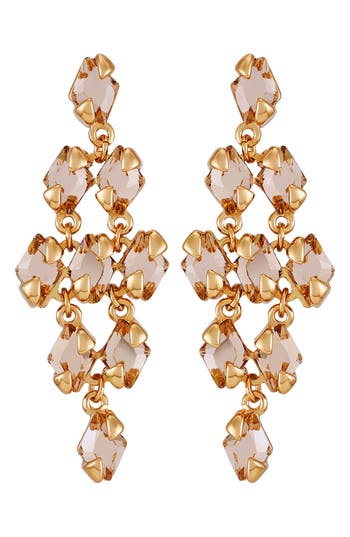 Vince Camuto Crystal Kite Drop Earrings In Peach/goldtone