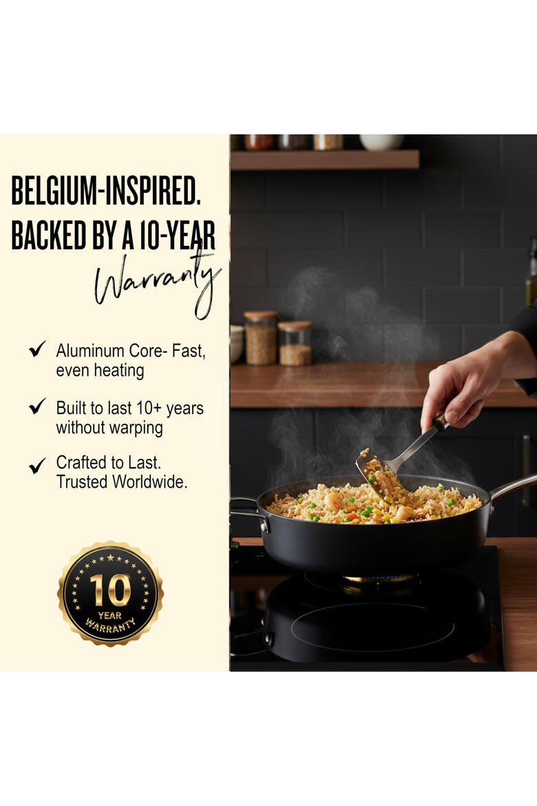 Maestro 4.5-qt Ceramic Coated Nonstick Stock Pot & 4-qt Ceramic Nonstick Saute Pan with Lid, Alternate, color, Black