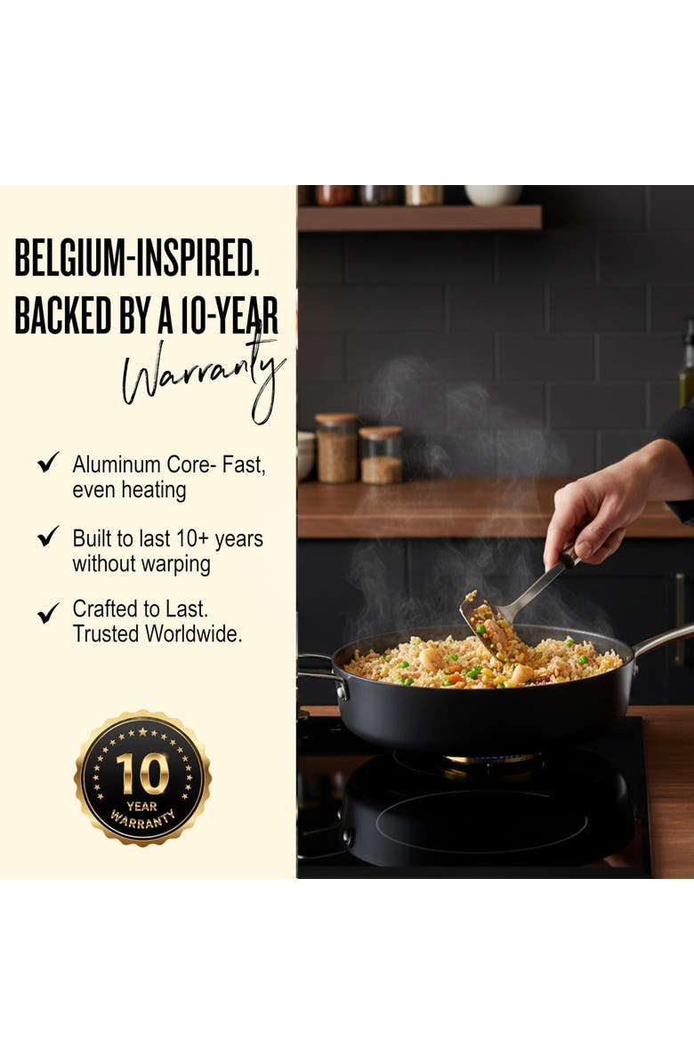 Alva Maestro 4.5-qt Ceramic Coated Nonstick Stock Pot & 4-qt Ceramic Nonstick Saute Pan with Lid, Alternate, color, Black