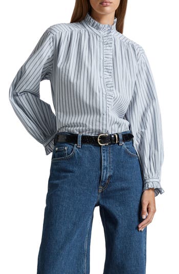 & Other Stories Long Sleeve Button-up Shirt In Blue