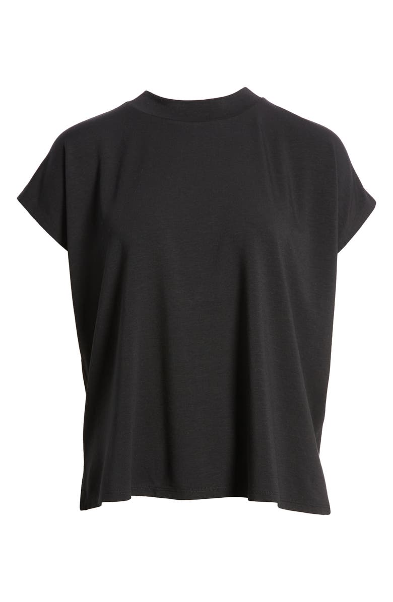 Eileen Fisher Mock Neck Cap Sleeve T-Shirt, Alternate, color,