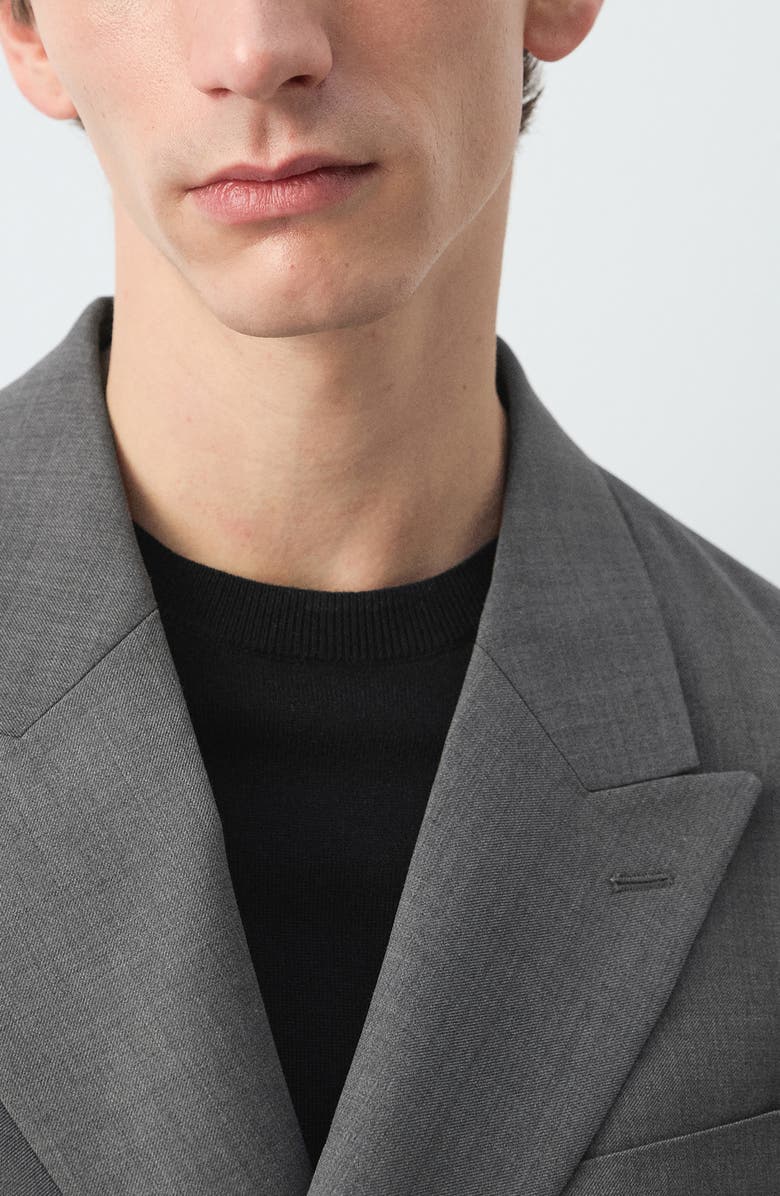 MANGO Ricardo Regular Fit Double Breasted Jacket, Alternate, color, Grey