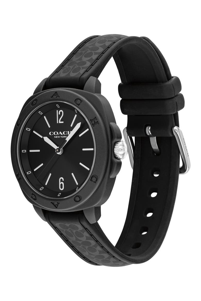 Kitt Silicone Strap Watch, 35.4mm, Alternate, color, BLACK