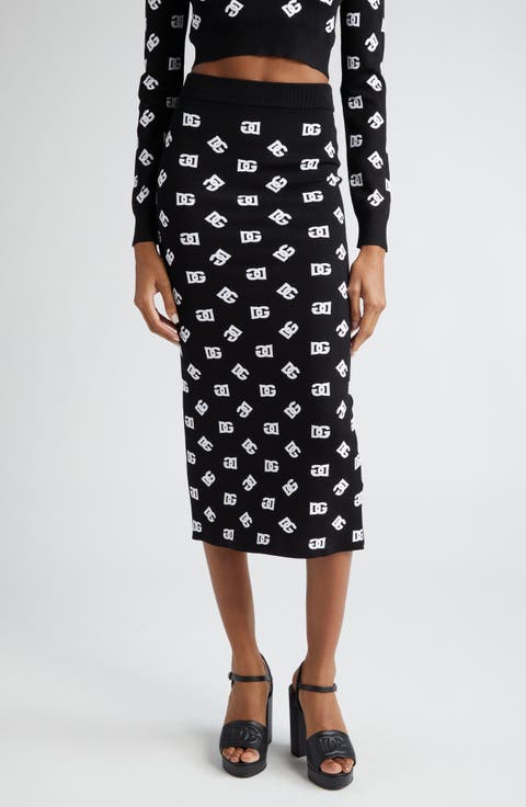 Monogram Jacquard Midi Sweater Skirt