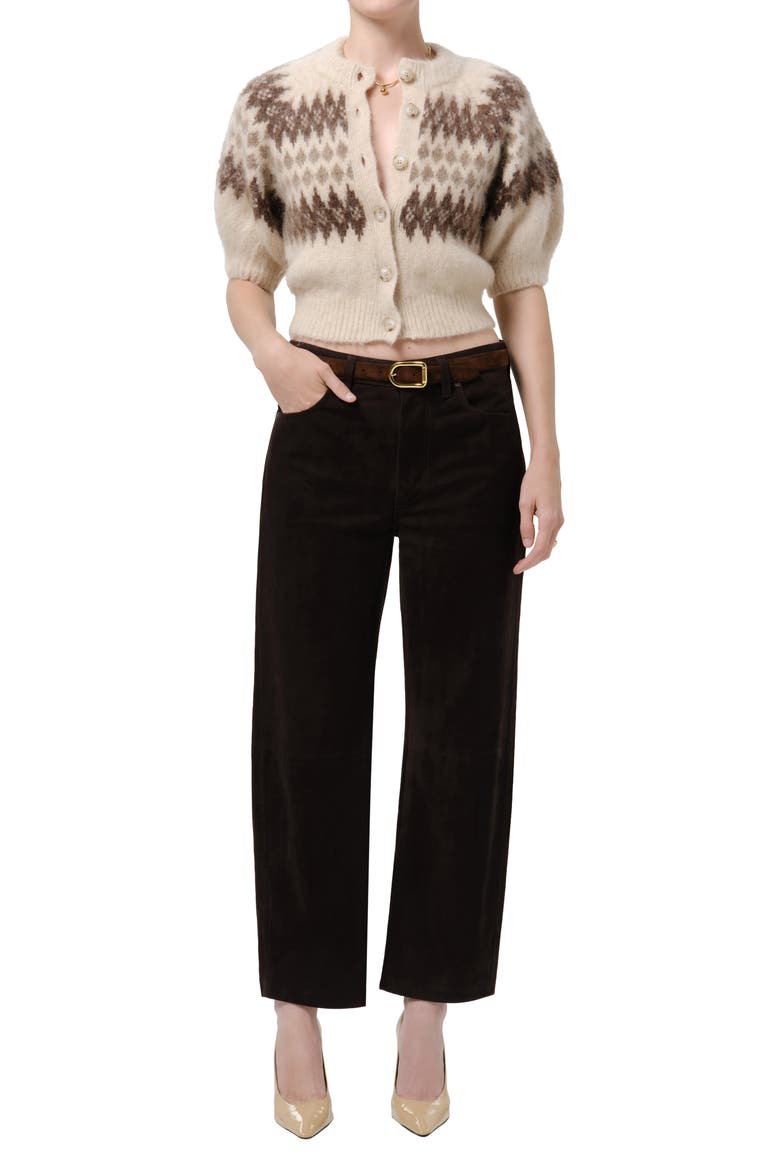 Miro High Waist Suede Barrel Jeans, Alternate, color, CHOCOLATE MD DK BROWN