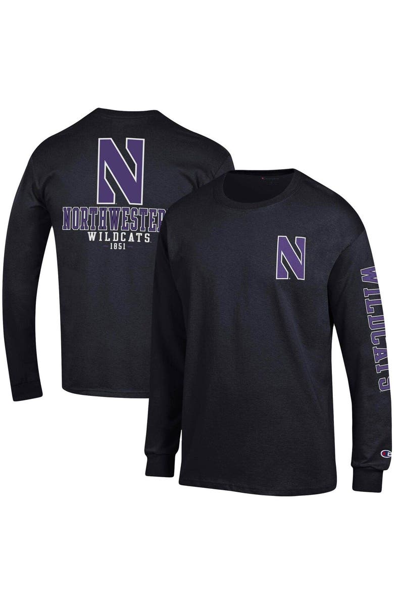 Champion Men's Champion Black Northwestern Wildcats Team Stack Long Sleeve T-Shirt, Alternate, color, 