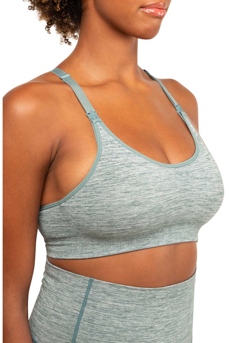 Layla Yoga Racer Back Nursing bra, Alternate, color, TEAL MELANGE