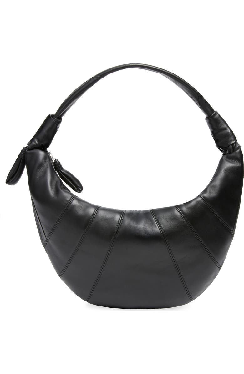 Lemaire Fortune Croissant Leather Shoulder Bag, Main, color, Black