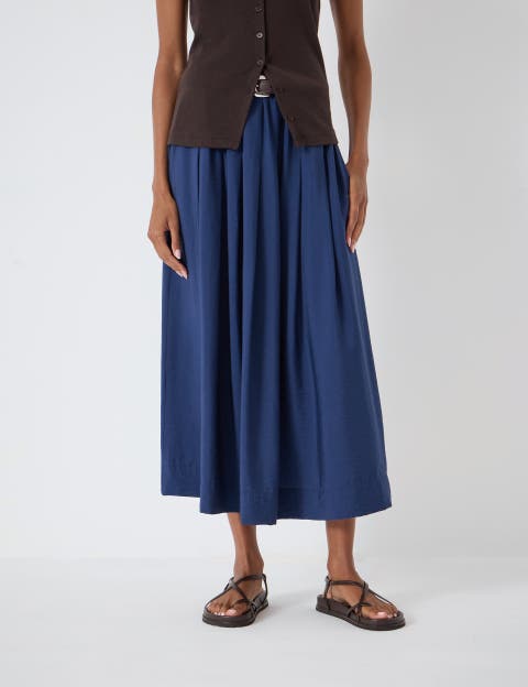 Ivy Pleated Air Flow Midi Skirt