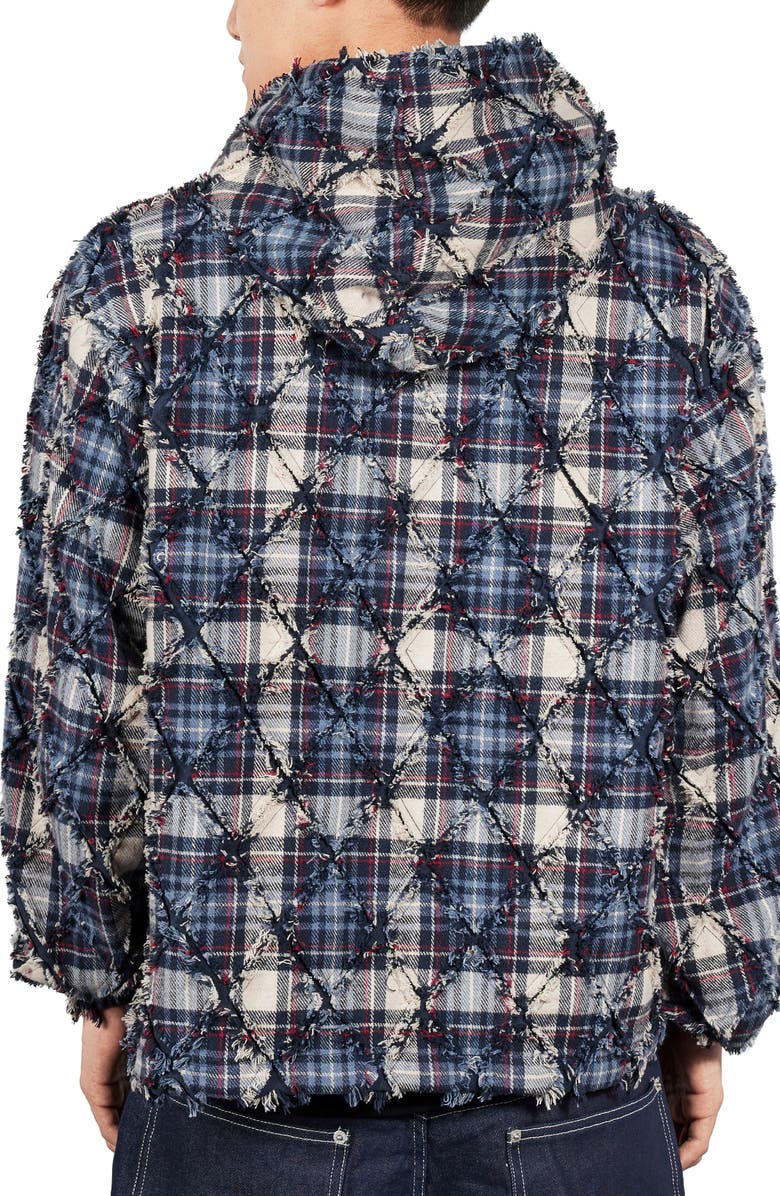 PLEASURES Mystic Flannel Poncho Hoodie, Alternate, color, Navy