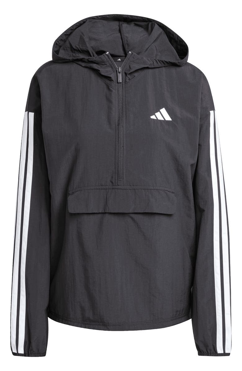 adidas Essentials 3-Stripes Lifestyle Woven Windbreaker, Alternate, color, Black/ White