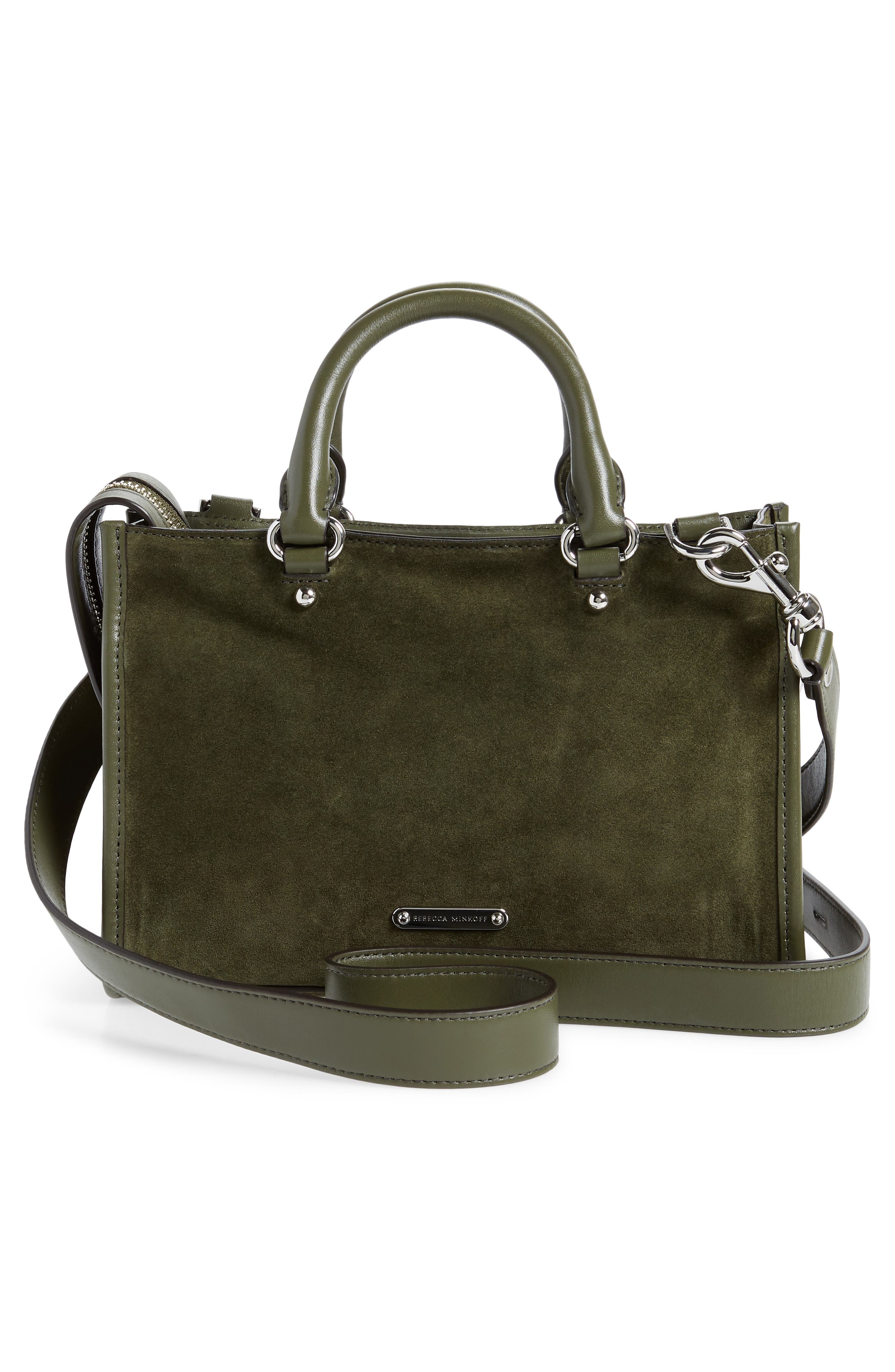 Rebecca Minkoff Micro Bedford Leather Satchel, Alternate, color, Hunter
