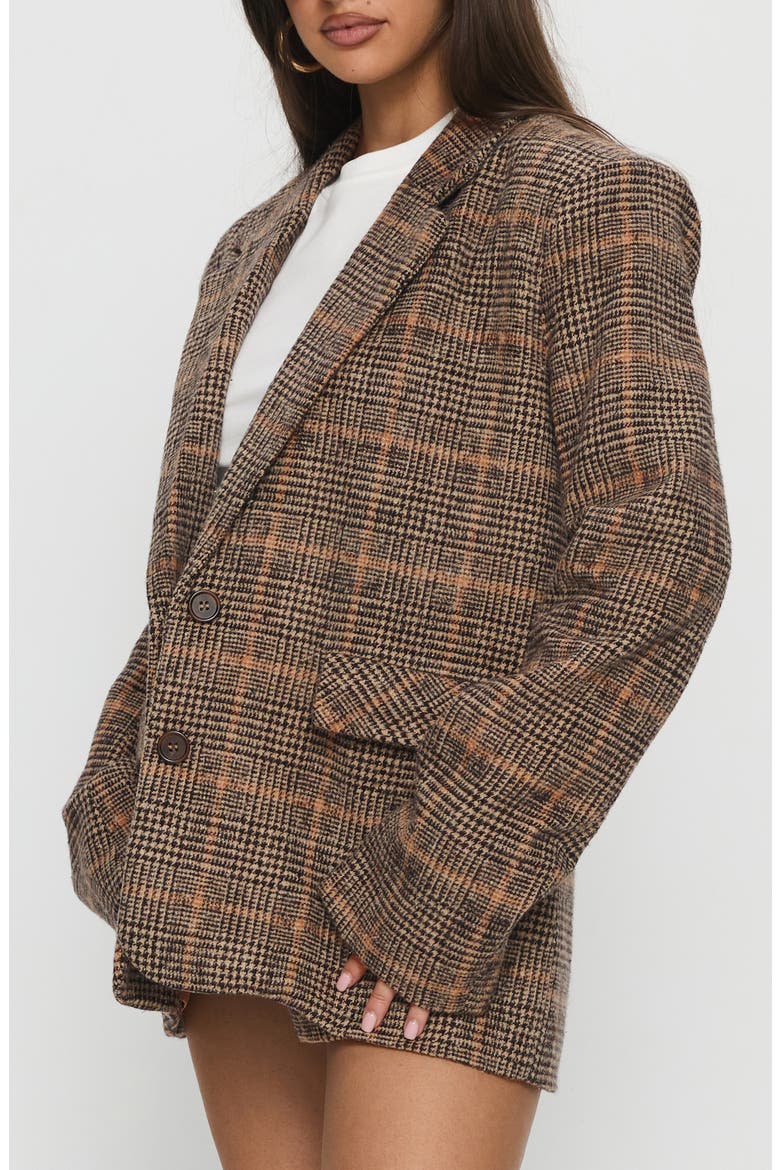 Ayvanna Oversize Glen Plaid Blazer, Alternate, color, BROWN PLAID