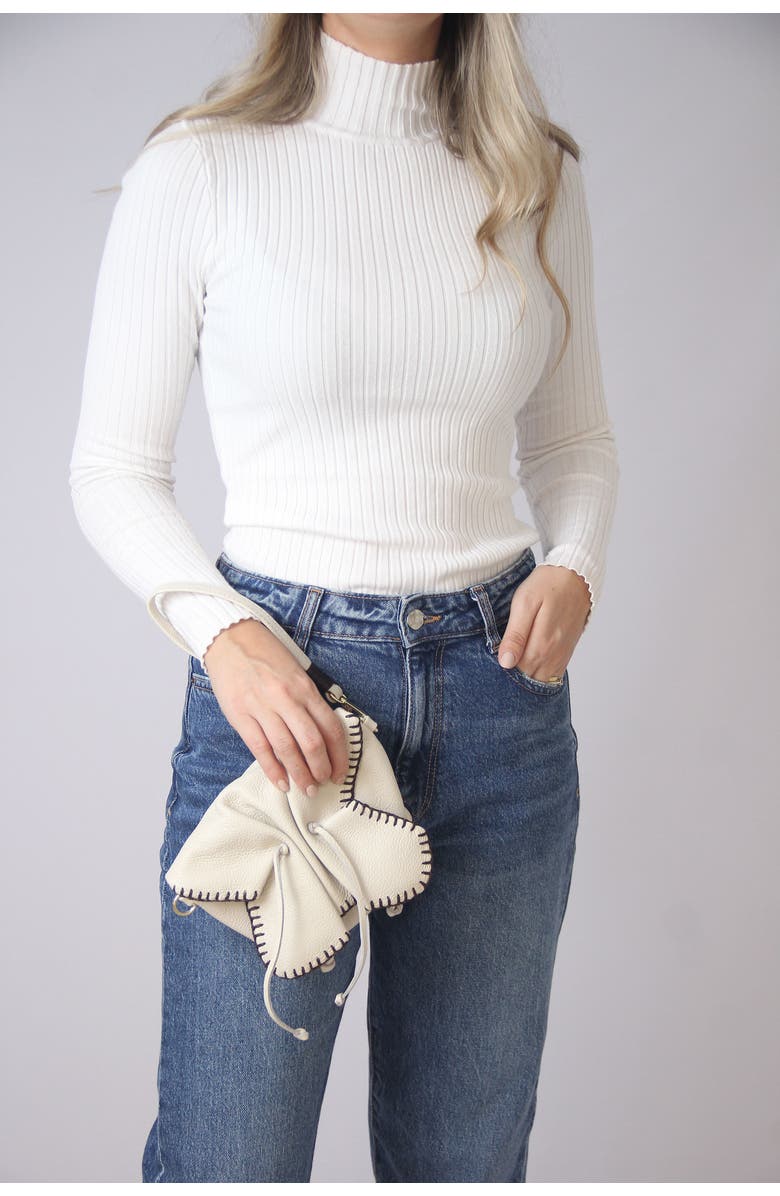 Carlos Falchi Mini Butterfly Leather Bag, Alternate, color, Winter White