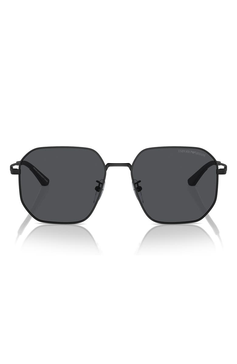 Emporio Armani 57mm Pilot Sunglasses, Main, color, Matte Black / Dark Grey