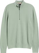 BOSS Ebrando Textured Cotton Half Zip Sweater