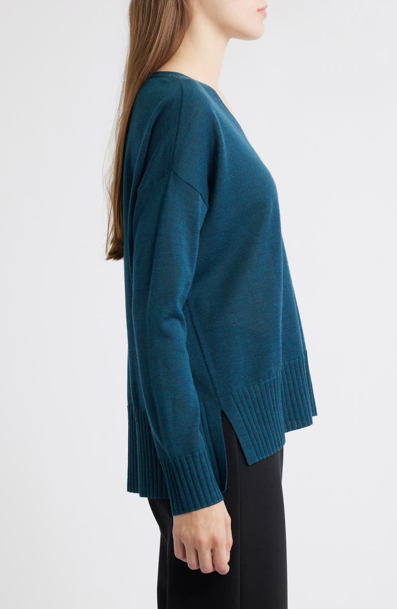 Eileen Fisher Boxy Merino Wool Sweater, Alternate, color, Blue Spruce