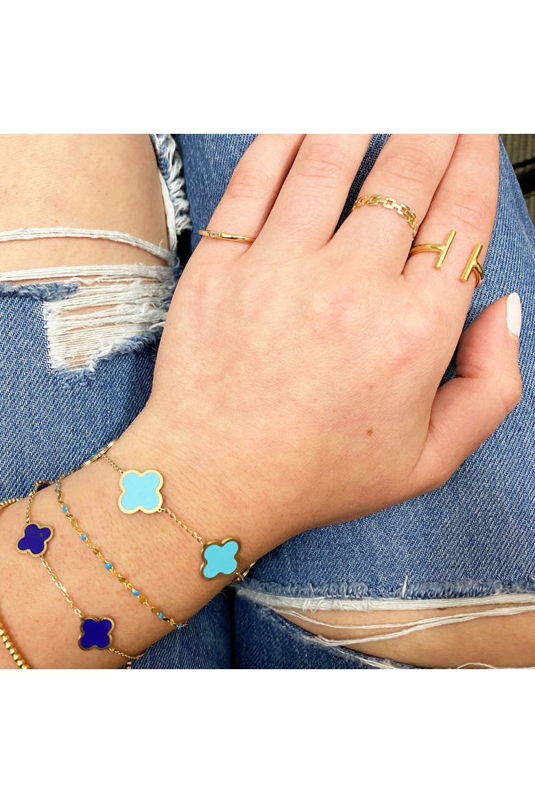 Large Turquoise Clover Bracelet, Alternate, color, Turquoise