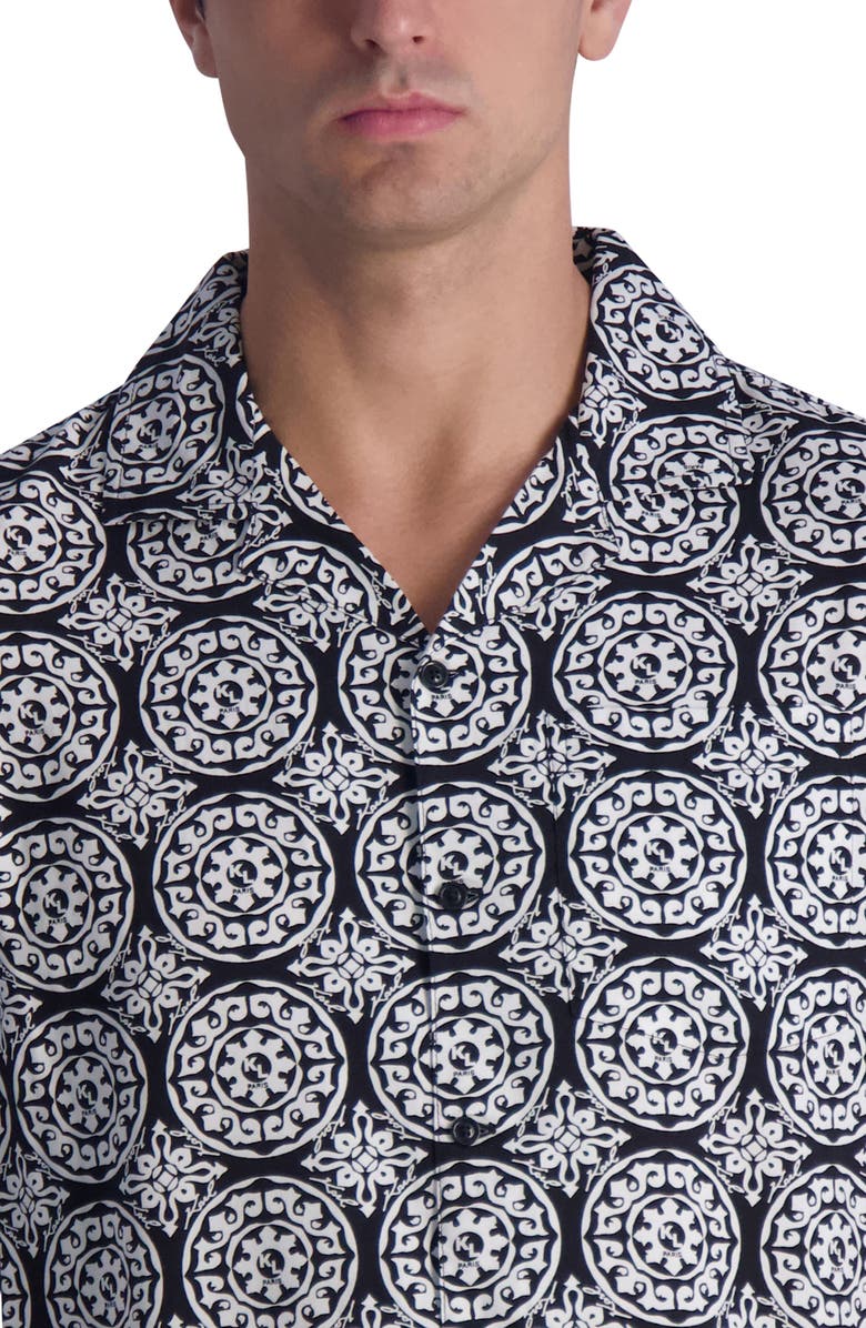 KARL LAGERFELD PARIS Medallion Paisley Print Short Sleeve Shirt, Alternate, color,