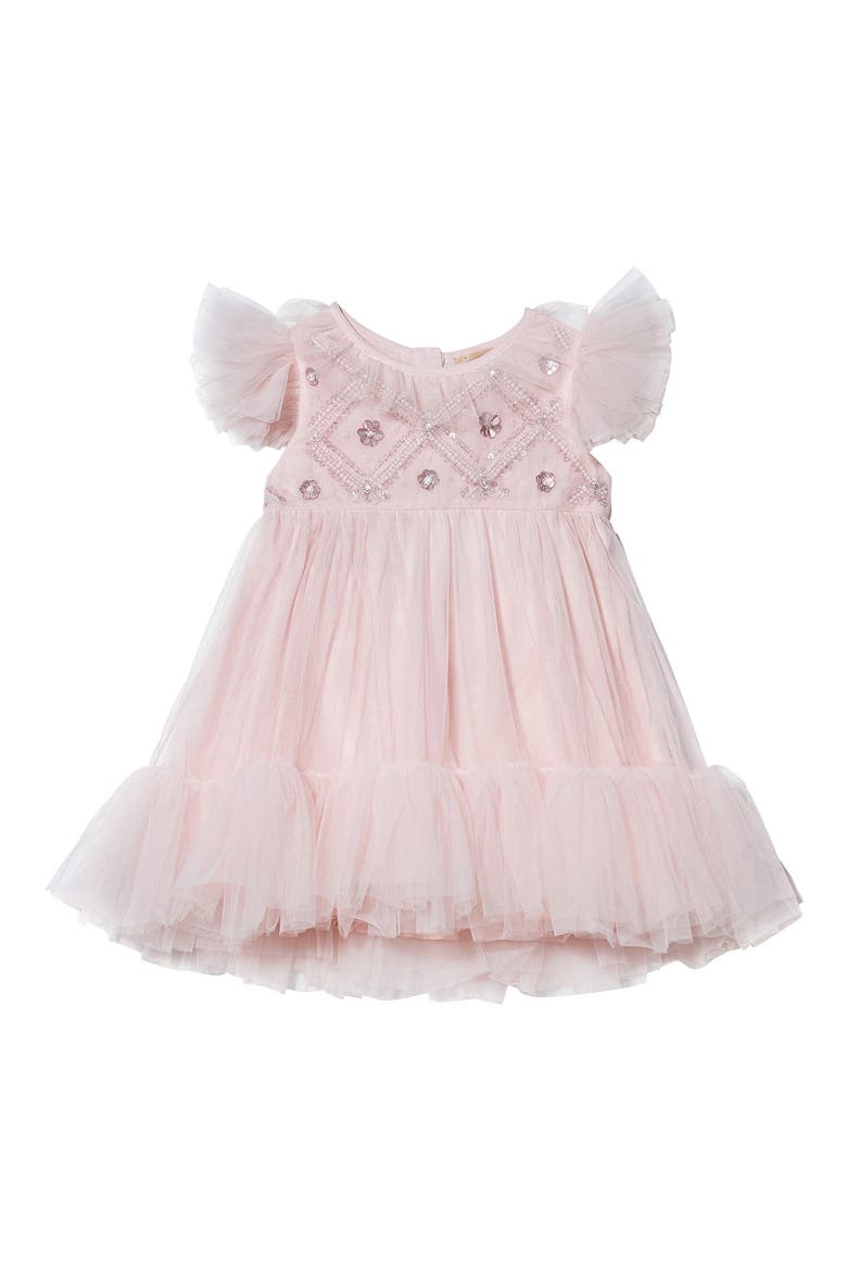 Bebe Penelope Tulle Dress, Main, color, PORCELAIN PINK