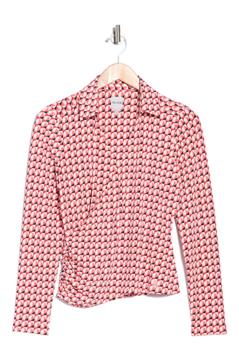 Geo Circles Knit Wrap Top, Main, color, PINK MULTI