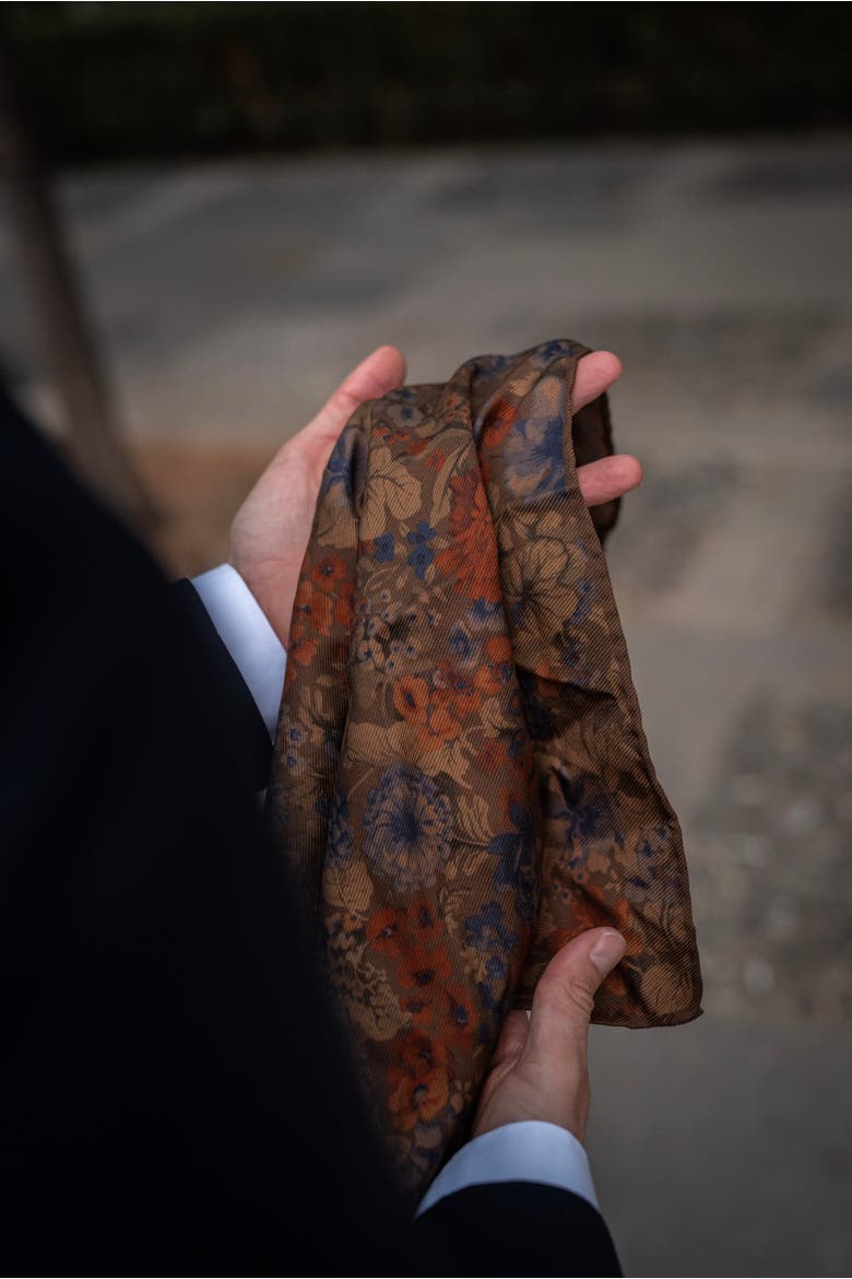 Vico - Double Sided Silk Pocket Square for Men, Alternate, color, Clay Brown