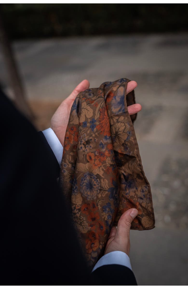 Elizabetta Vico - Double Sided Silk Pocket Square for Men, Alternate, color, Clay Brown