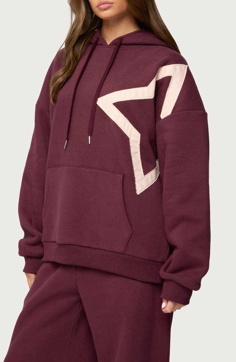 EDIKTED Starly Oversize Hoodie, Alternate, color, Burgundy