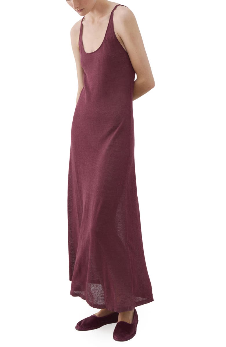 MANGO Linen Blend Midi Dress, Main, color, Purple