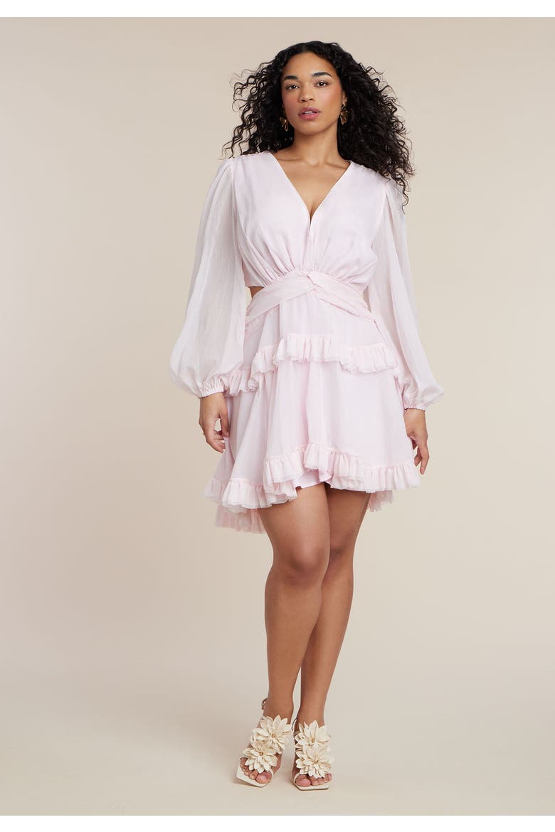 Patbo X Eloquii Puff Sleeve Ruffle Mini Dress, Alternate, color, CRADLE PINK