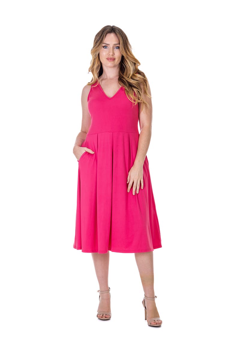 V-Neck Sleeveless Maxi Dress with Belt, Main, color, Pink