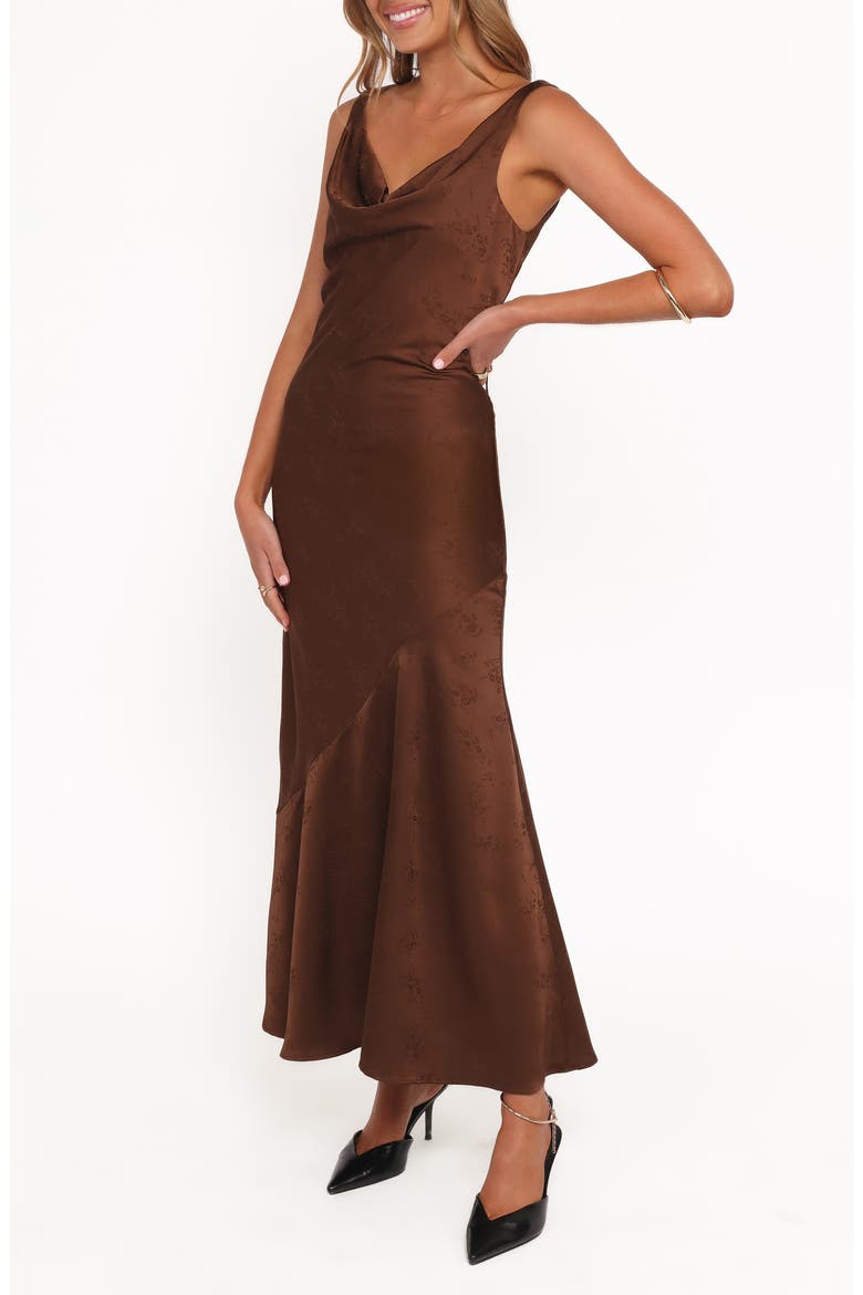 Zabrina Floral jacquard Cocktail Dress, Alternate, color, BROWN FLORAL