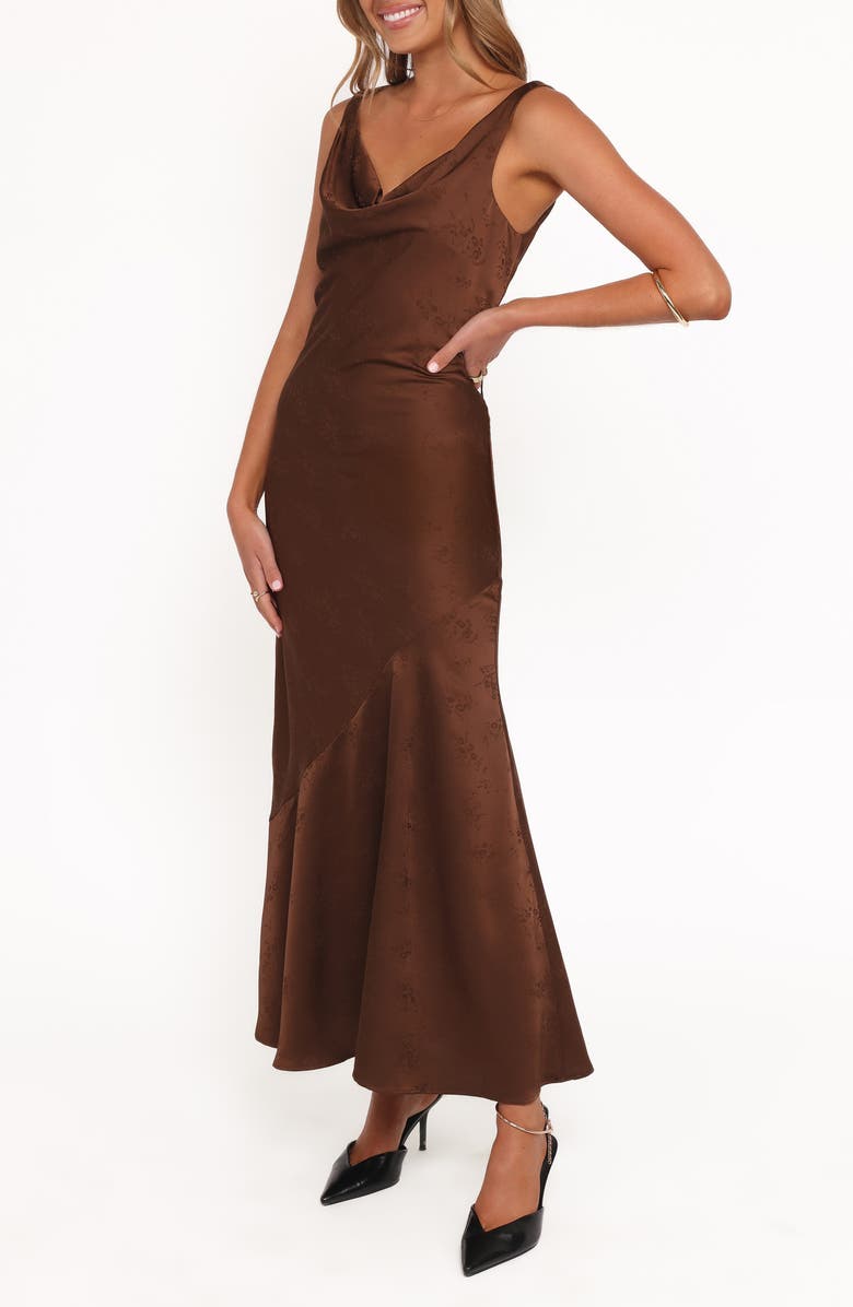 Petal & Pup Zabrina Floral jacquard Cocktail Dress, Alternate, color, Brown Floral