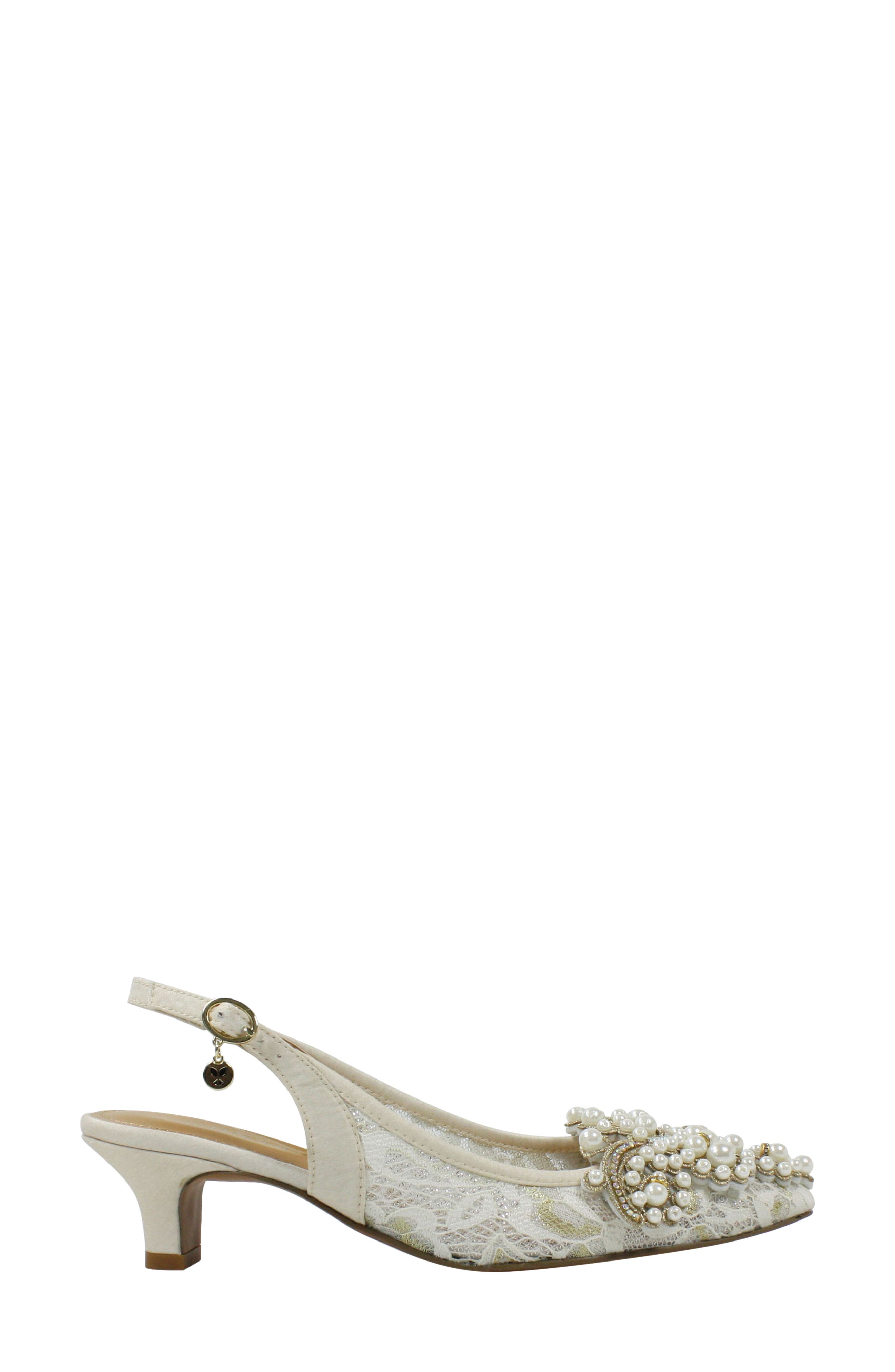 Strovanni Slingback Pump, Alternate, color, IVORY/GOLD FLORAL LACE