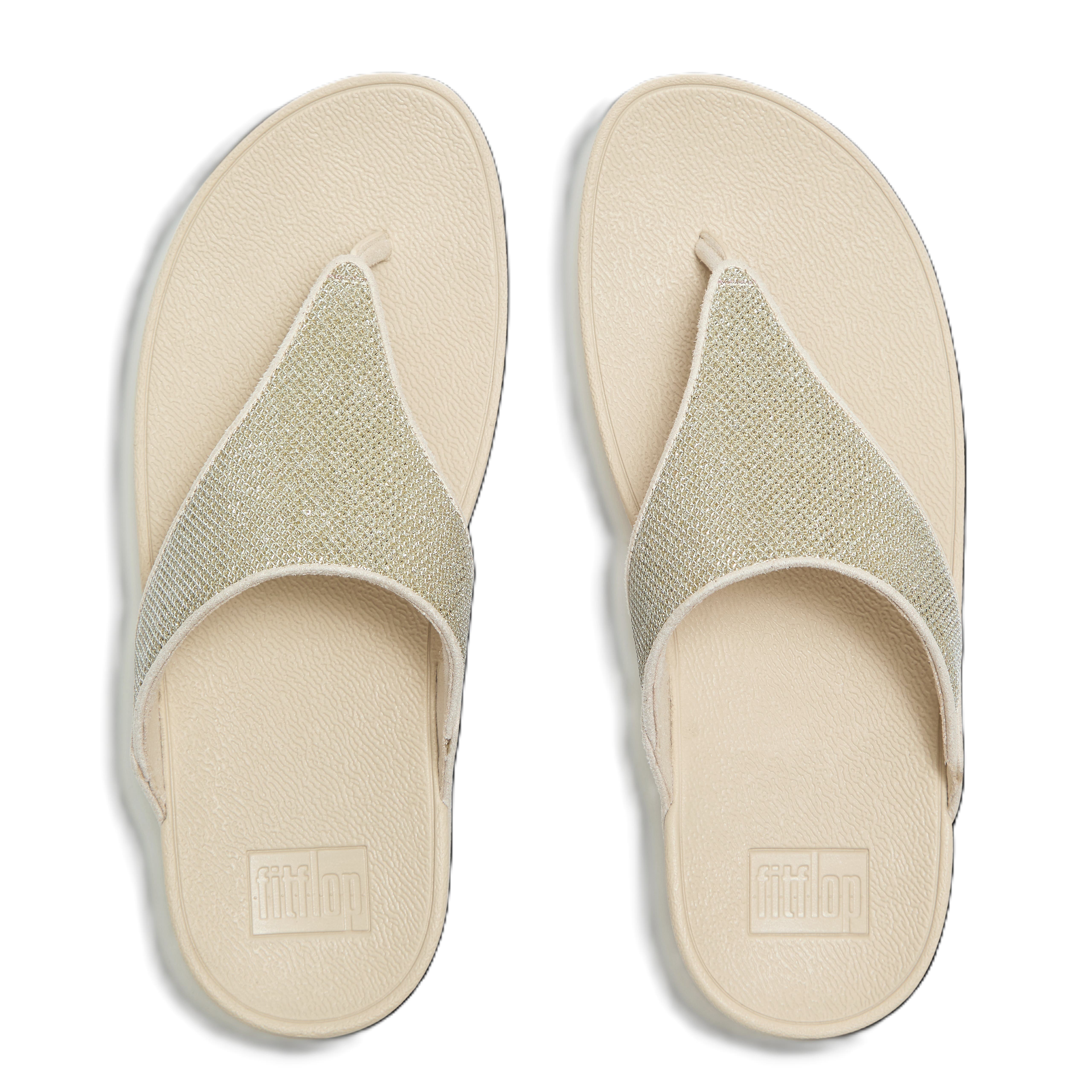 FitFlop Lulu Shimmerglitz Sandals, Alternate, color, Platino