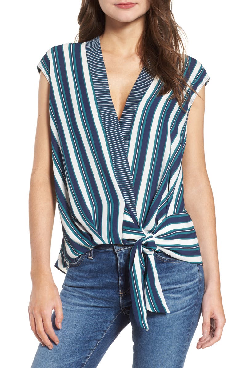 Trouvé Stripe Wrap Top, Main, color,