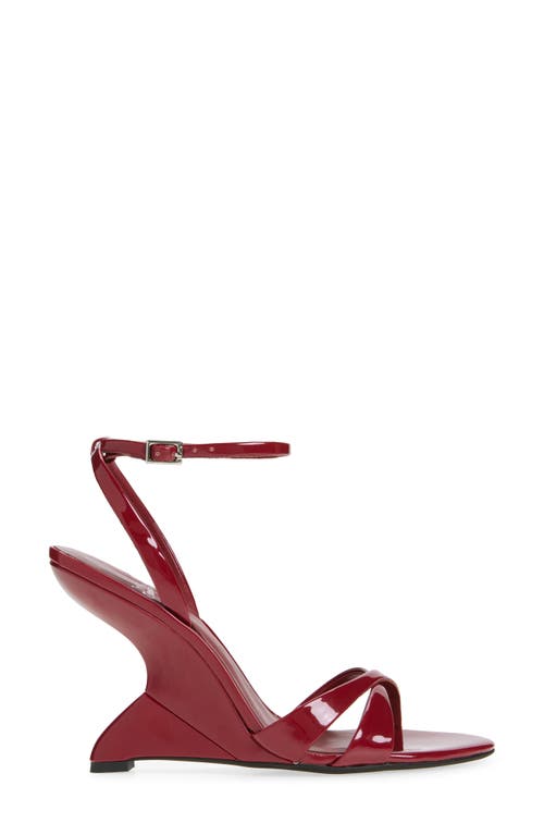 Jeffrey Campbell Trella Ankle Strap Wedge Sandal In Red Patent