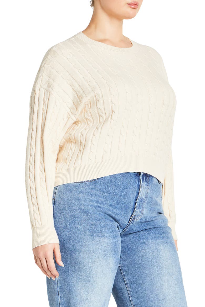 Shelby Cable Stitch High-Low Sweater, Alternate, color, CREAM