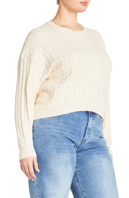 City Chic Shelby Cable Stitch High-low Sweater In Neutral