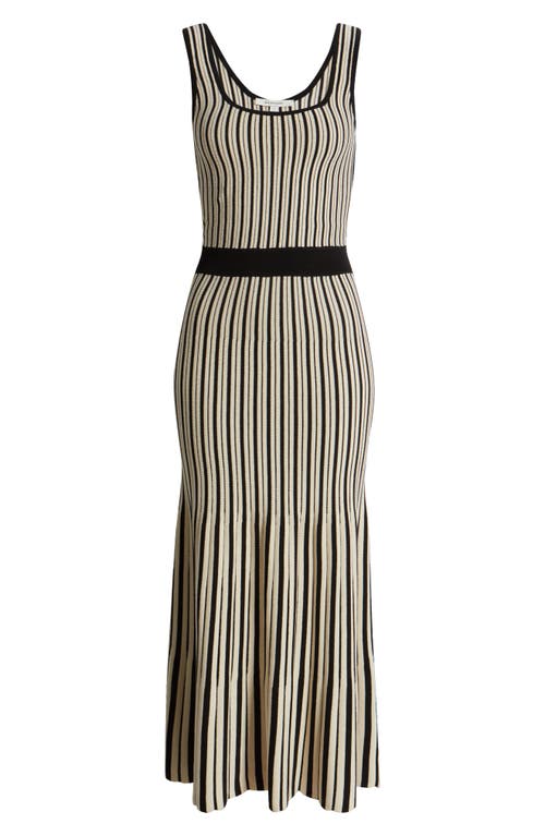 Zoe And Claire Stripe Sleeveless Sweater Dress In Black