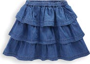 Mini Boden Kids' Tiered Denim Skirt