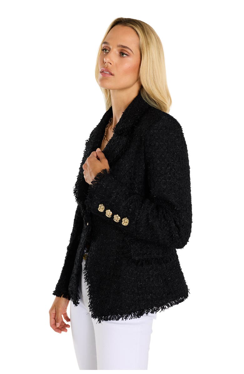 The Noli Shop Giselle Single-Breasted Tweed Blazer, Alternate, color, Black