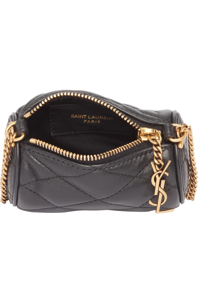Saint Laurent Micro Sade Quilted Leather Tube Bag, Alternate, color, Noir