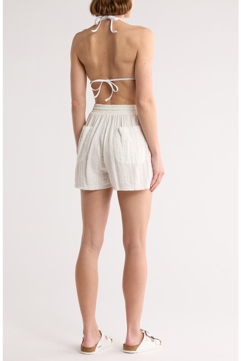 Raw Hem Cotton Cover-Up Shorts, Alternate, color, WHITE
