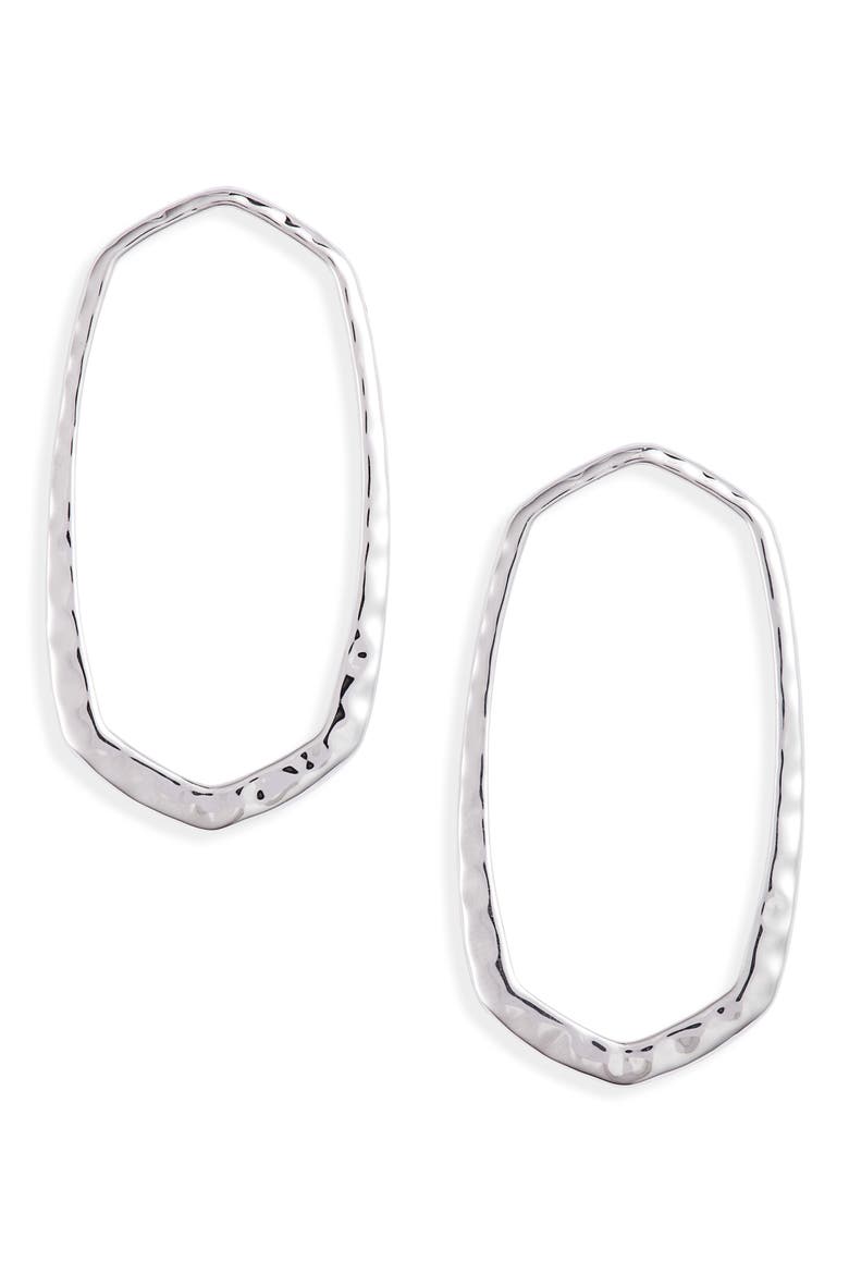Zorte Open Hexagon Earrings, Main, color, RHOD METAL