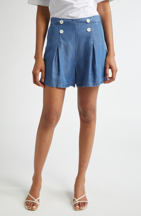 Milie Pleated Denim Shorts